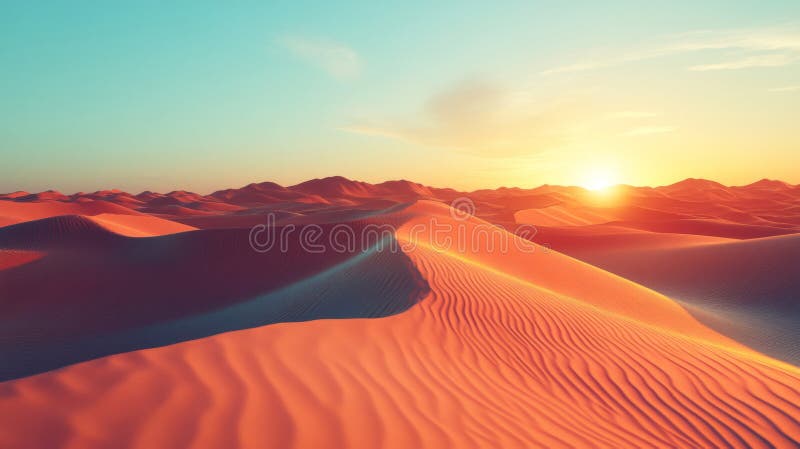 Sunset Over Pixelated Desert Dunes royalty free illustration