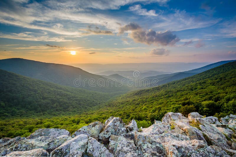 Sunset over the Shenandoah Valley and Blue Ridge Mountains from royalty free stock photography Sunset over the Shenandoah Valley and Blue Ridge Mountains from royalty free stock photography