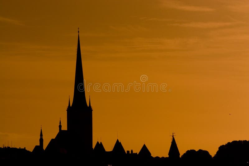 Sunset over Tallinn, Estonia.