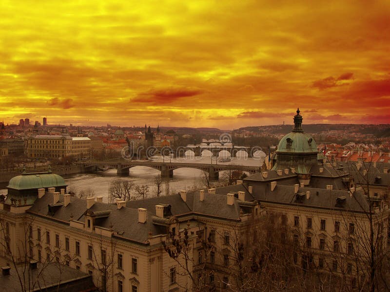 Sunset over Vltava