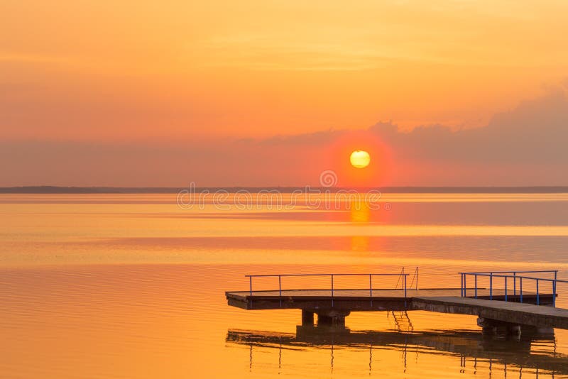 Sunset Over Water Lake Coast Water Summer Stock Photo Image Of Golden