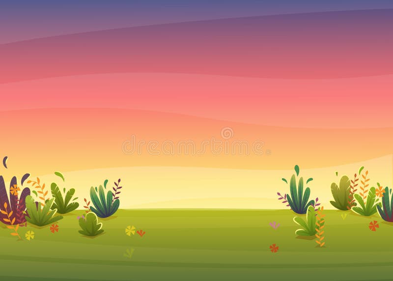 Sunset Park Background, Nature Park or Forest Lawn Glade and Sunset Sky Sun  Violet and Pink Clouds. Vector Cartoon Illustration Stock Vector -  Illustration of graphic, cloud: 182984413