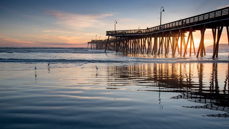 Sunset at Pismo beach pier, California, USA