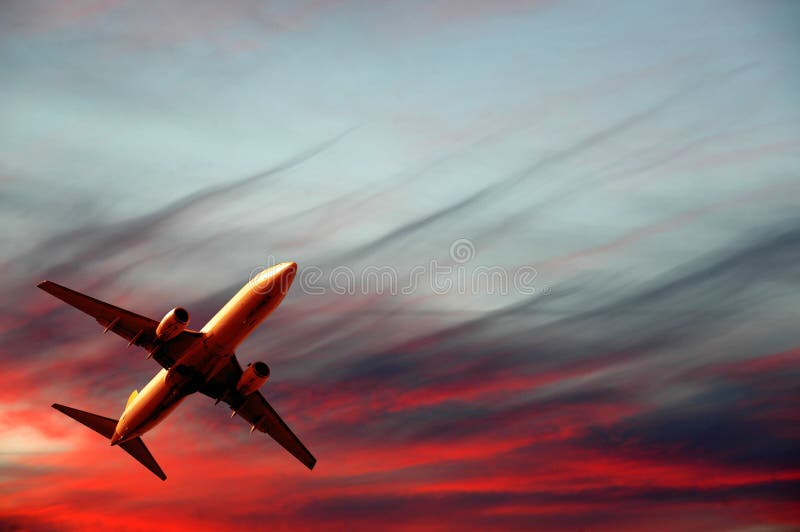 Sunset and plane