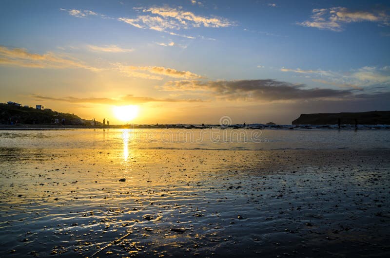 Sunset at polzeath beach, Cornwall, UK