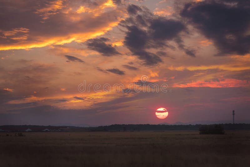 Sunset in the prairie stock image. Image of farming, countryside 96919529