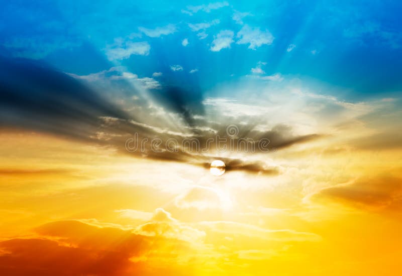 Sunset Rays of God Light Background Stock Photo - Image of color, beams:  142794498