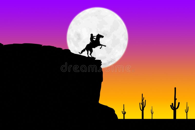 Photoshop drawing of a horse and rider in front of a full moon on an Arizona cliff. Photoshop drawing of a horse and rider in front of a full moon on an Arizona cliff.