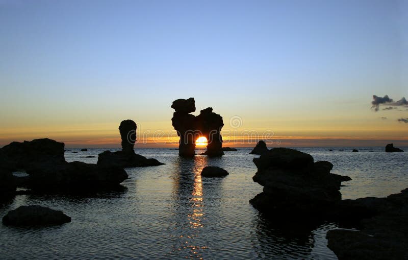 Sunset with rocks