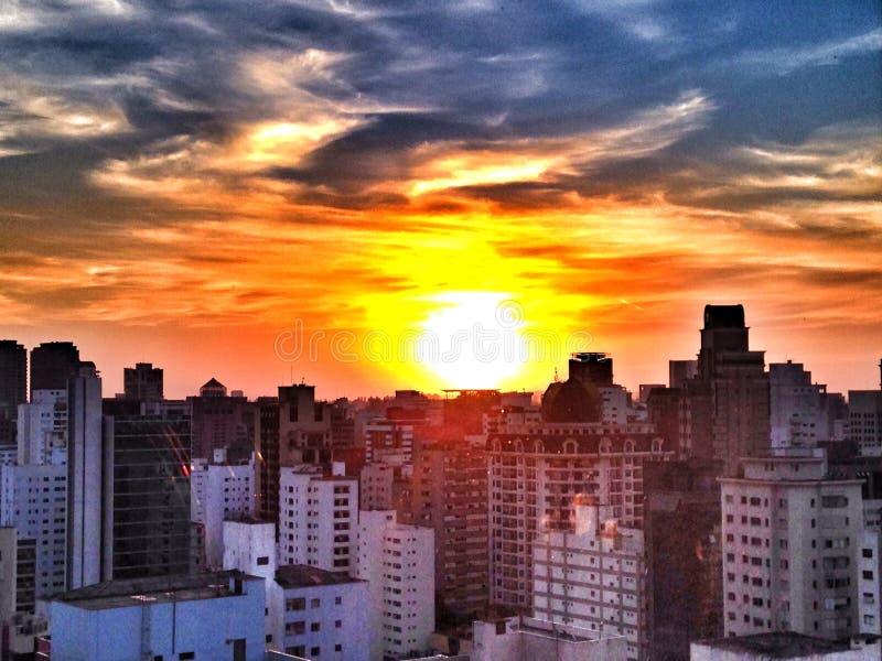 Sunset in Sao Paulo stock image. Image of finance, economy - 43170633