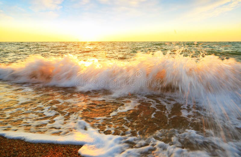 Sunset on the sea stock image