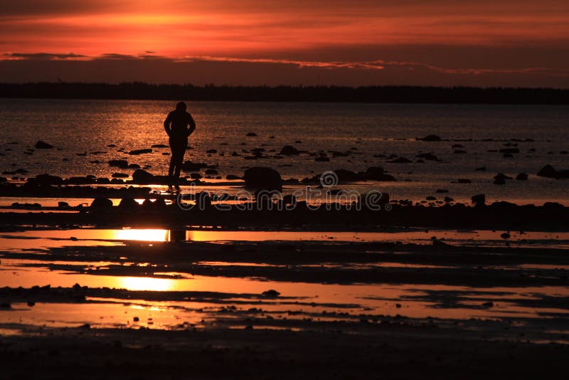 Sunset on the sea shore