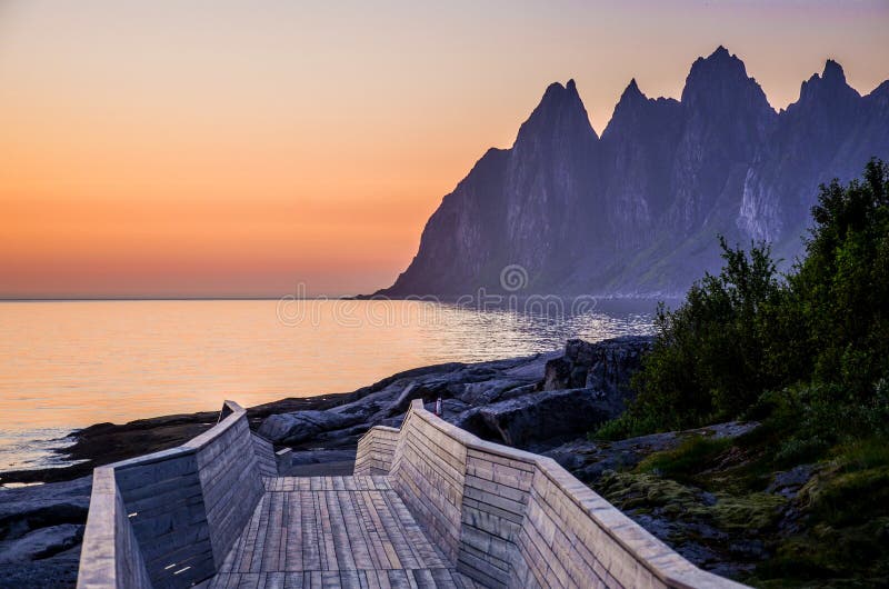 Sunset at Senja, Norway stock photo. Image of path, evening 70314306