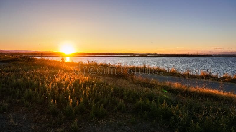 Sunset at the Shoreline Park, Mountain View, San Francisco bay area, California