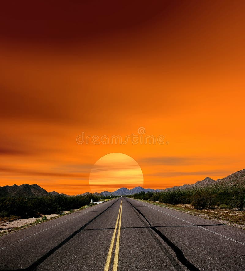 Sunset Skies desert road
