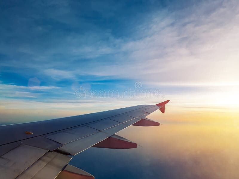 pretty sunset sky with plane