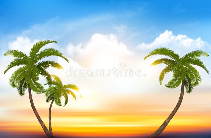 Sunset Sky Background With Transparent Clouds And Sea. Stock Vector ...
