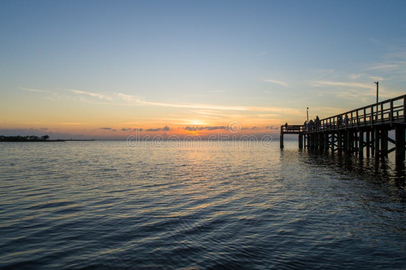 Sunset Sky Over Mobile Bay Alabama At Daphne Bayfront Park On The Gulf