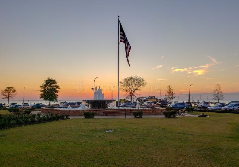 Sunset Sky Over Mobile Bay, Alabama at Daphne Bayfront Park on the Gulf