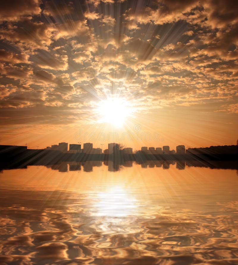 Sunset sky over Zagreb stock photos