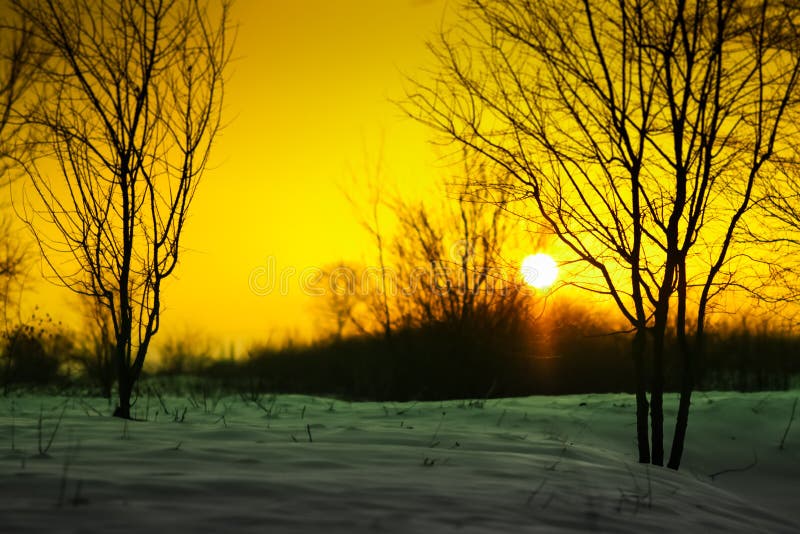 Sunset with snow