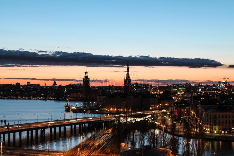 Sunset in Stockholm stock photo. Image of gamlastan - 100920690