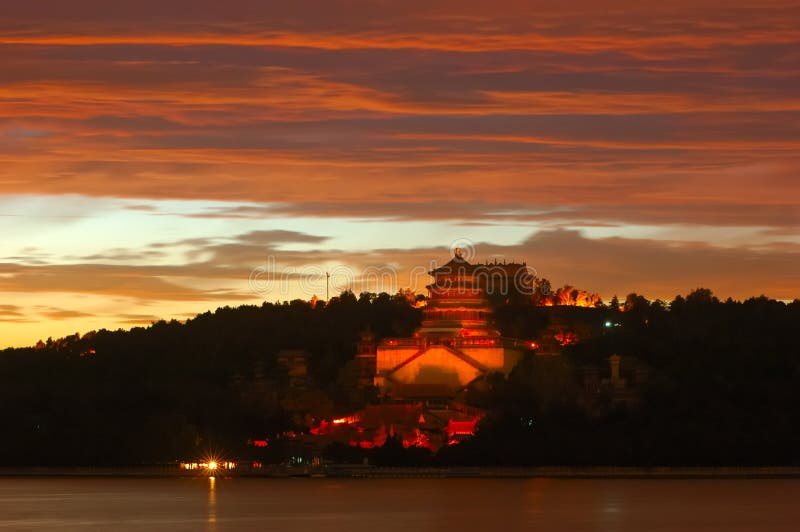 Sunset at Kunminghu Lake in the Summer Palace (Yiheyuan) Beijing, China. Sunset at Kunminghu Lake in the Summer Palace (Yiheyuan) Beijing, China