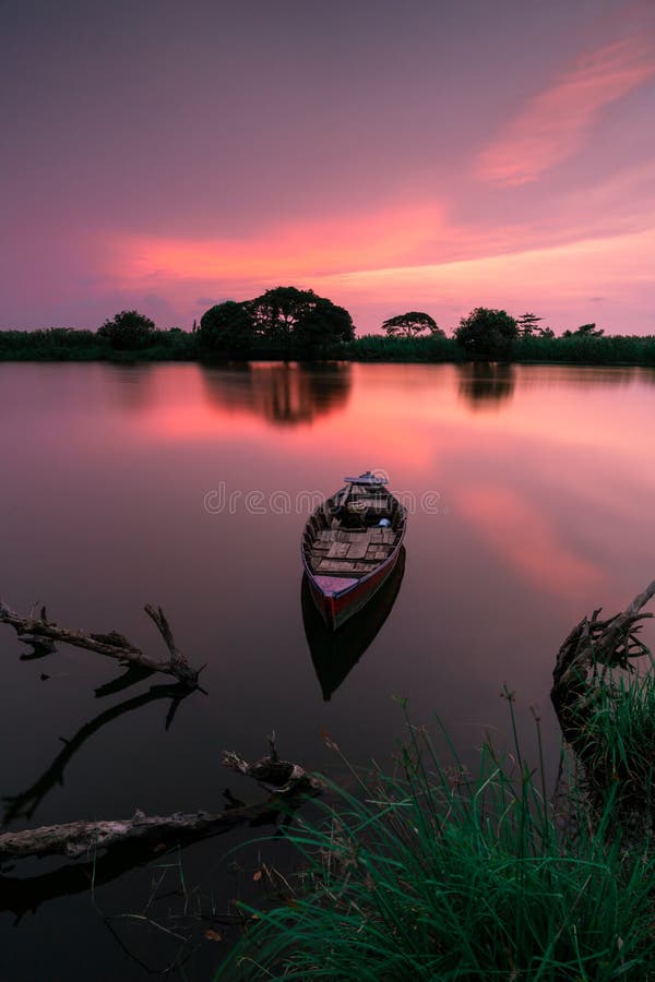 Sunset Sky On Lake Tanjung Burung Indonesia Stock Photo Image Of