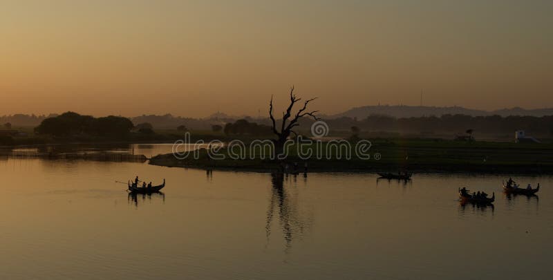 Sunset on Taung Tha Man Lake, Myanmar