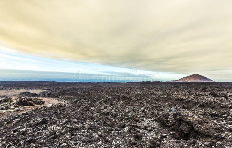 Sunset at Timanfaya volcanic national Park in Lanzarote