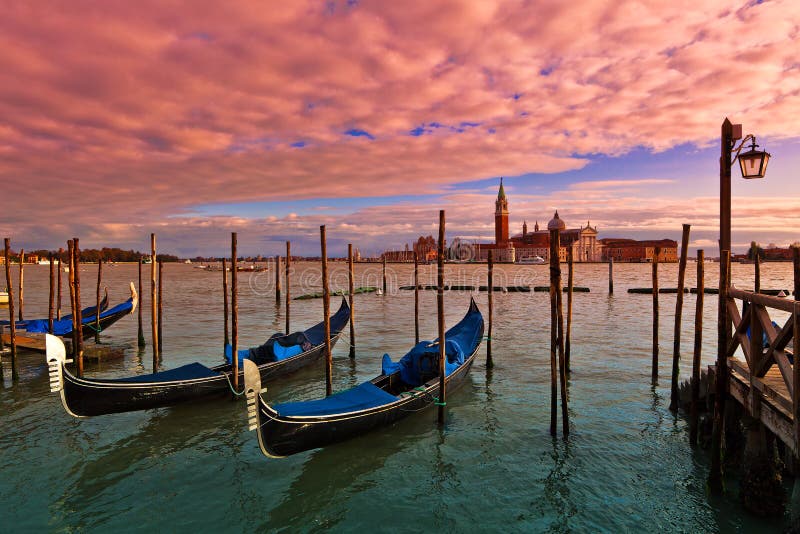 Sunset time in Venice, Italy.