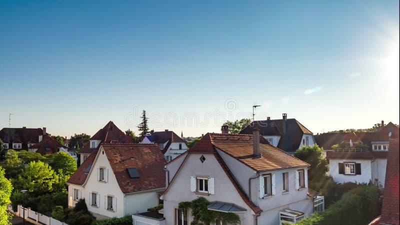 Sunset timelapse. Moving clouds over the Strasbourg stock video footage