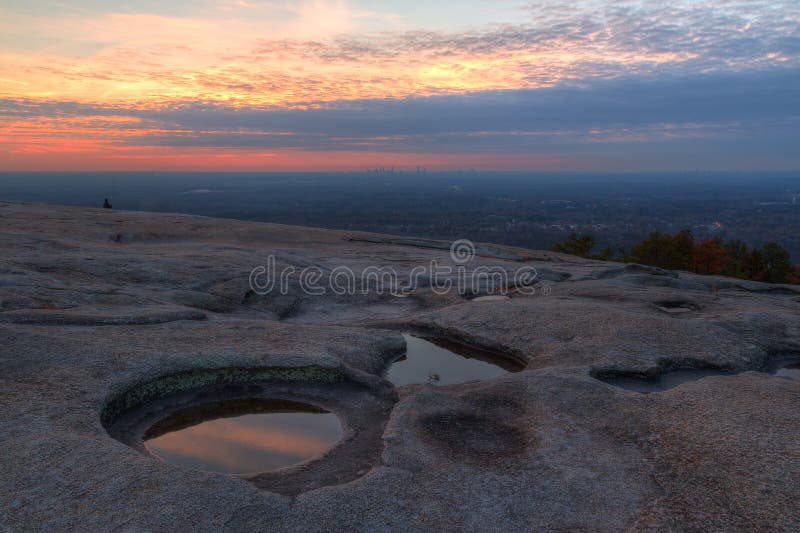 Sunset on Top of Stone Mountain, USA Stock Photo Image of