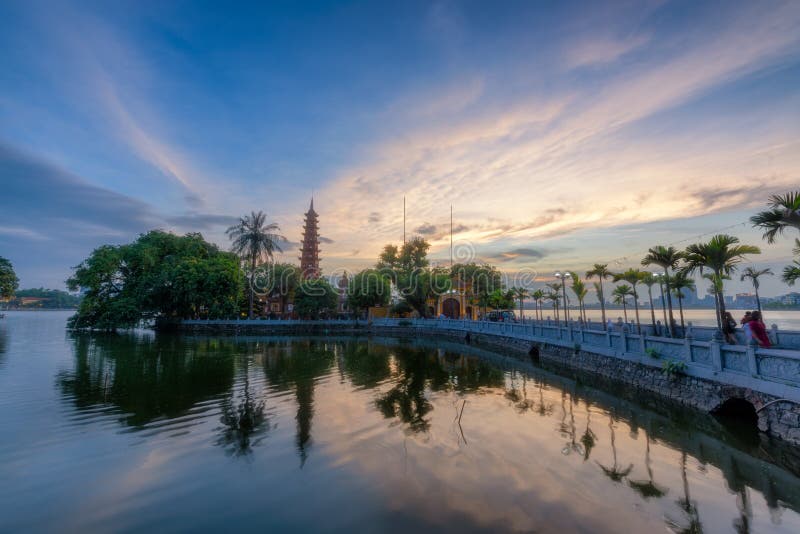 Sunset at Tran Quoc Pagoda in West Lake, Hanoi Stock Image - Image of ...