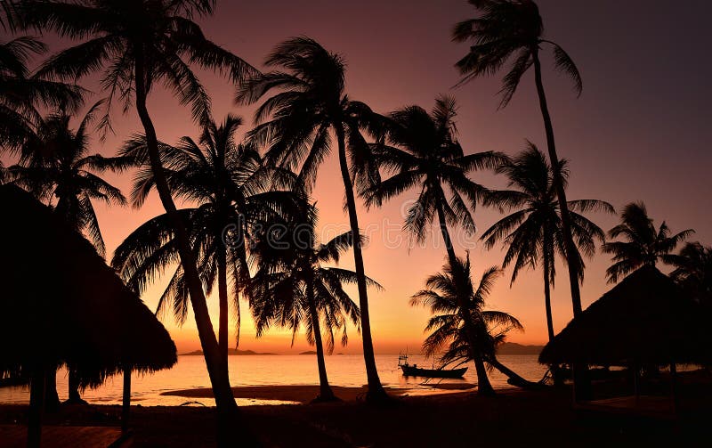 Sunset at tropical paradise beach