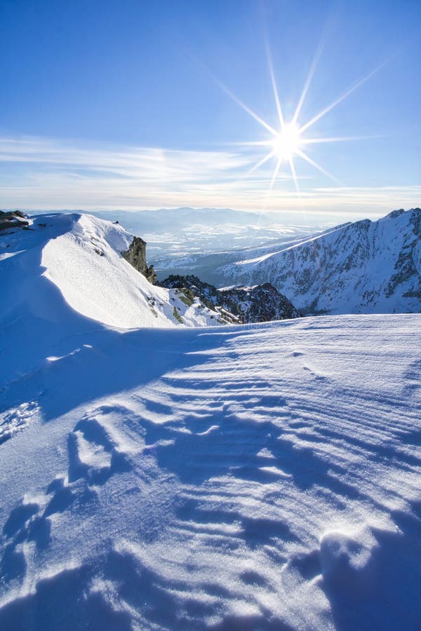 Sunset from Tupa peak in High Tatras during winter