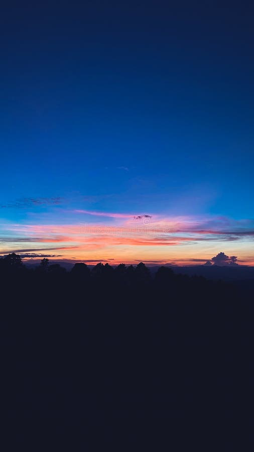 Sunset and Twilight Light in the Forest on the Mountain Stock Image ...