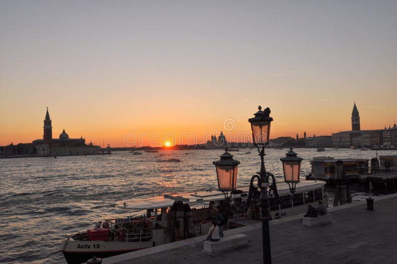 Sunset in Venice editorial photo. Image of skyline, venice 84459576