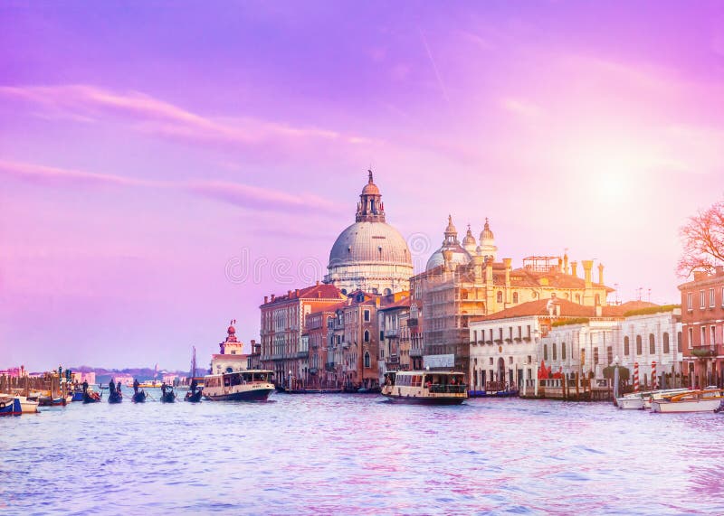 Sunset in Venice stock photo. Image of gondoles, cathedral 65530108