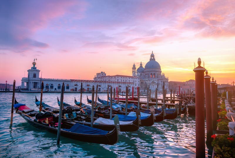 Sunset in Venice stock photo. Image of gondoles, cathedral 65530108