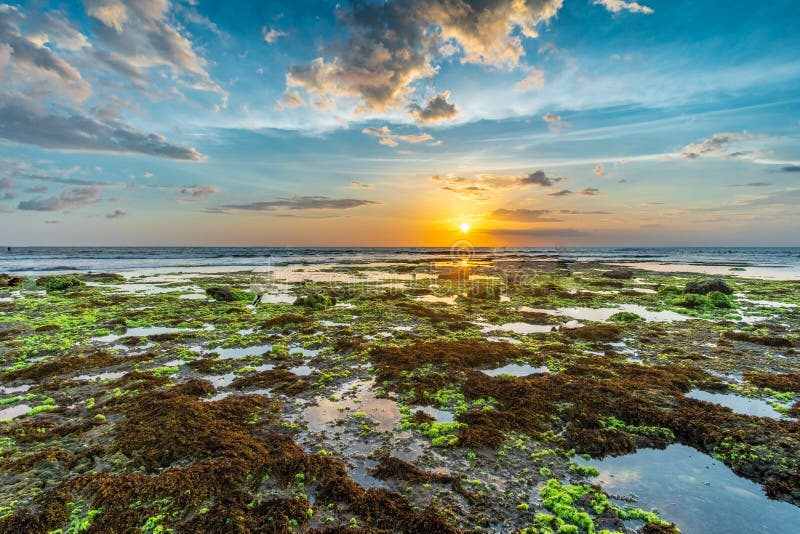 Sunset View on Batu Bolong Beach, Bali Stock Photo - Image of ocean