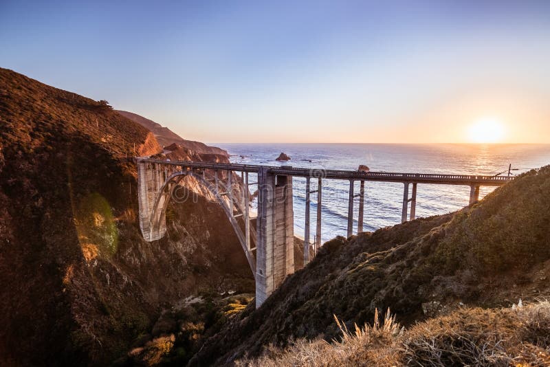 Sunset View Of Bixby Creek Bridge On Highway 1 Big Sur California