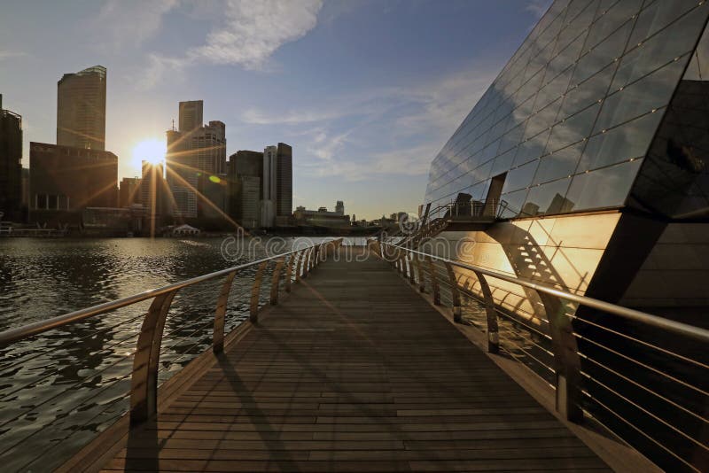 Singapore Marina Bay Signature Skyline Stock Photo - Image of cascading, extension: 55623344