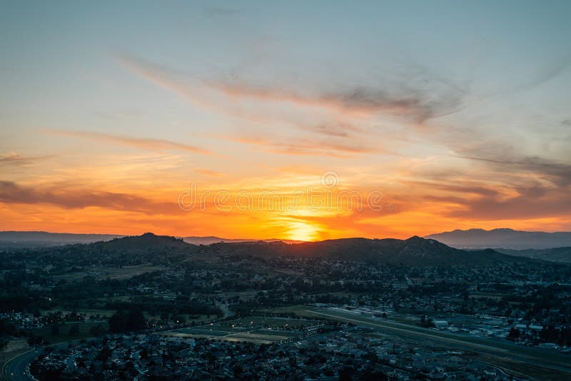 Sunset view from Mount Rubidoux in Riverside, California royalty free stock photography