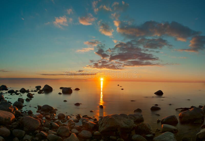 Sunset view over Baltic sea