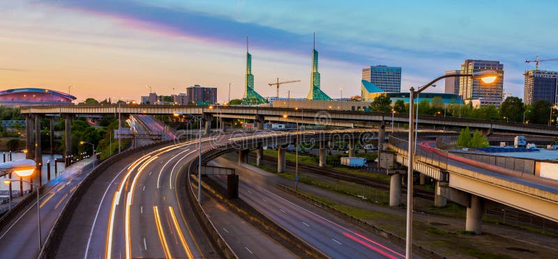 Sunset View over Interstate 5 in Portland Oregon