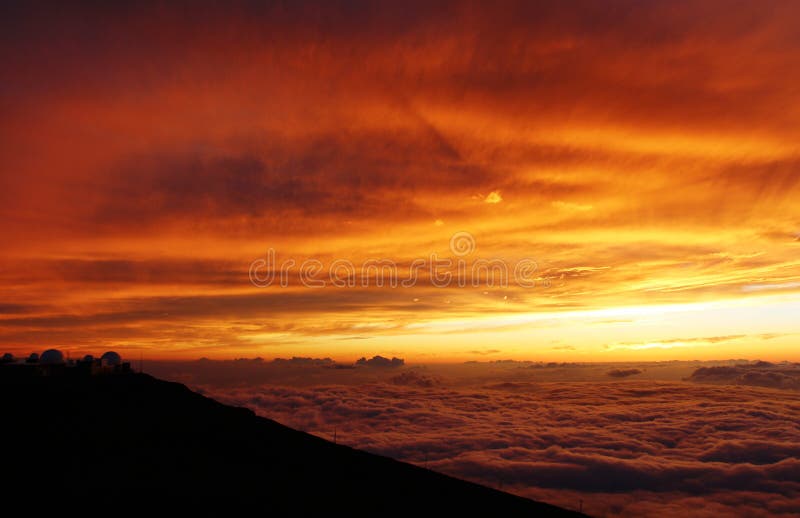 Sunset from Volcano on Maui Stock Photo Image of amazing, maui 55380886