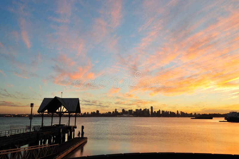 Sunset at Waterfront Park in North Vancouver Stock Photo - Image of ...