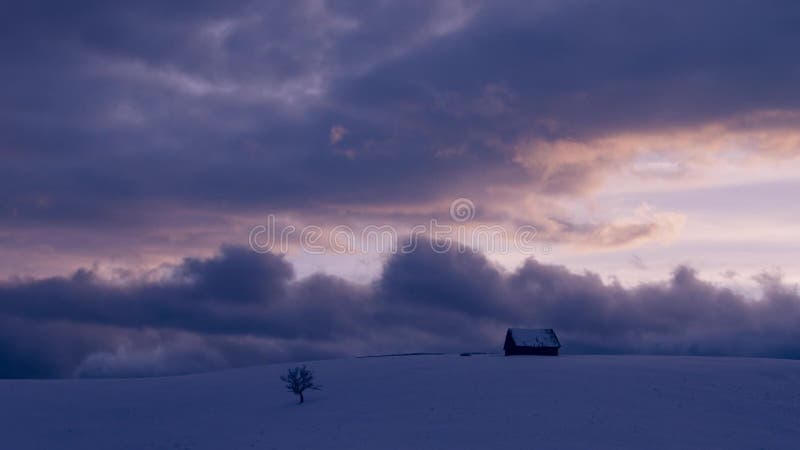 Sunset winter scene time lapse