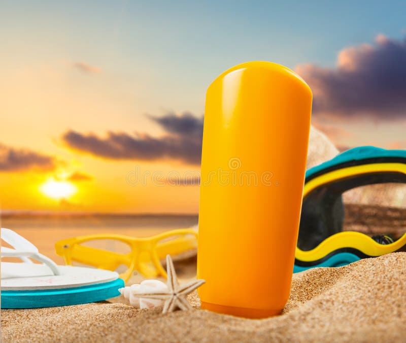 Suntan lotion stock image. Image of sand, lotion, beach - 117957247